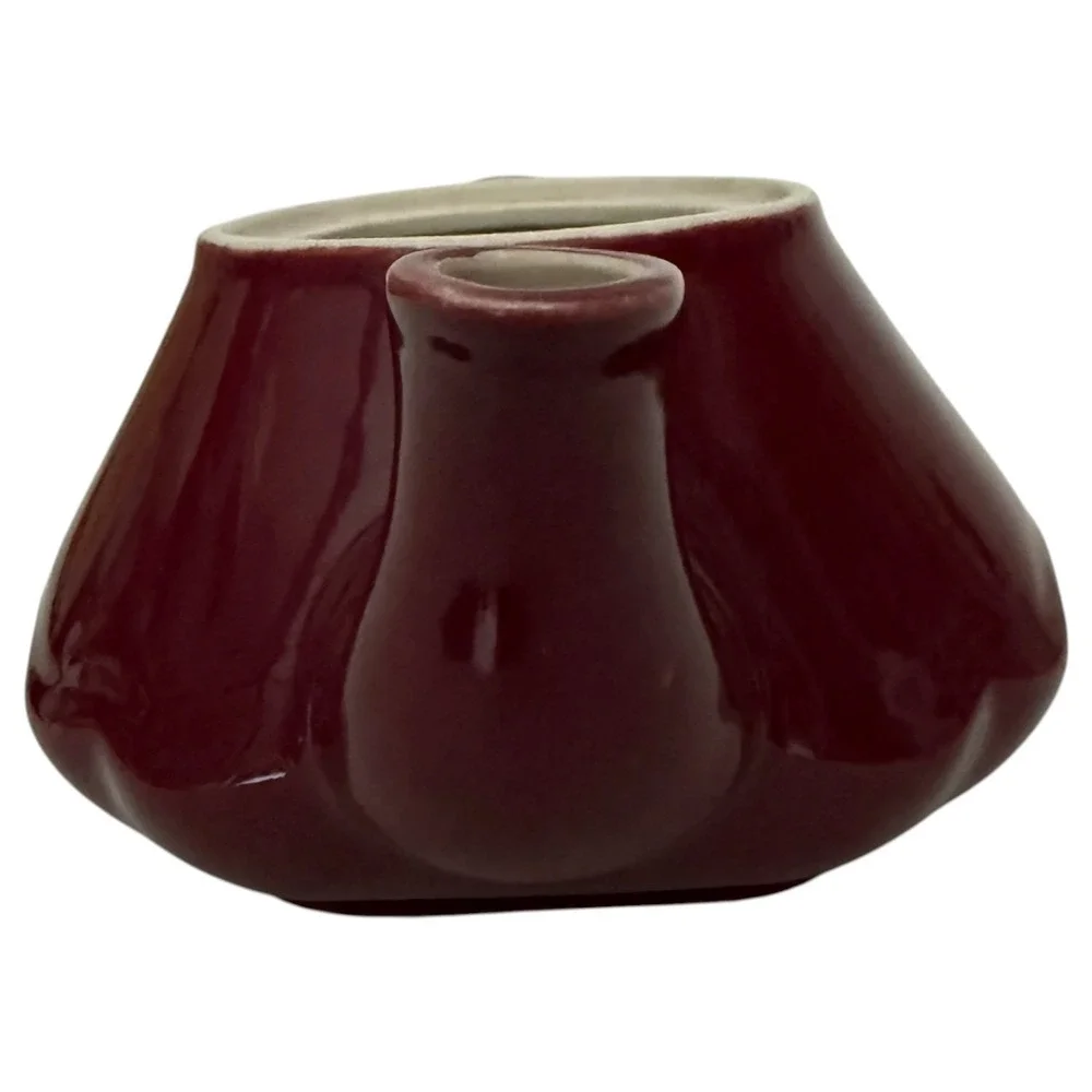 Vintage Hall Baltimore Teapot Ceramic Burgundy Maroon Red Art Deco Made in USA
